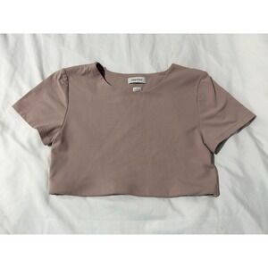 Babaton Contour Short Sleeve Crop Top Mauve L Double Lined